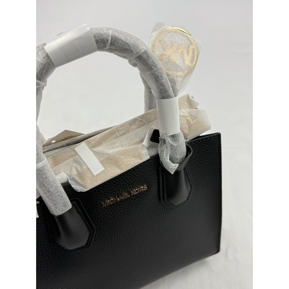Michael Kors Mercer Black Pebbled Leather Medium Crossbody Satchel Bag. - Picture 7 of 8